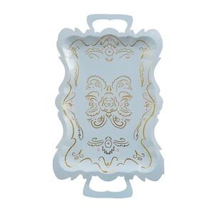 Decorative Blue Paper Tray with Gold Accents